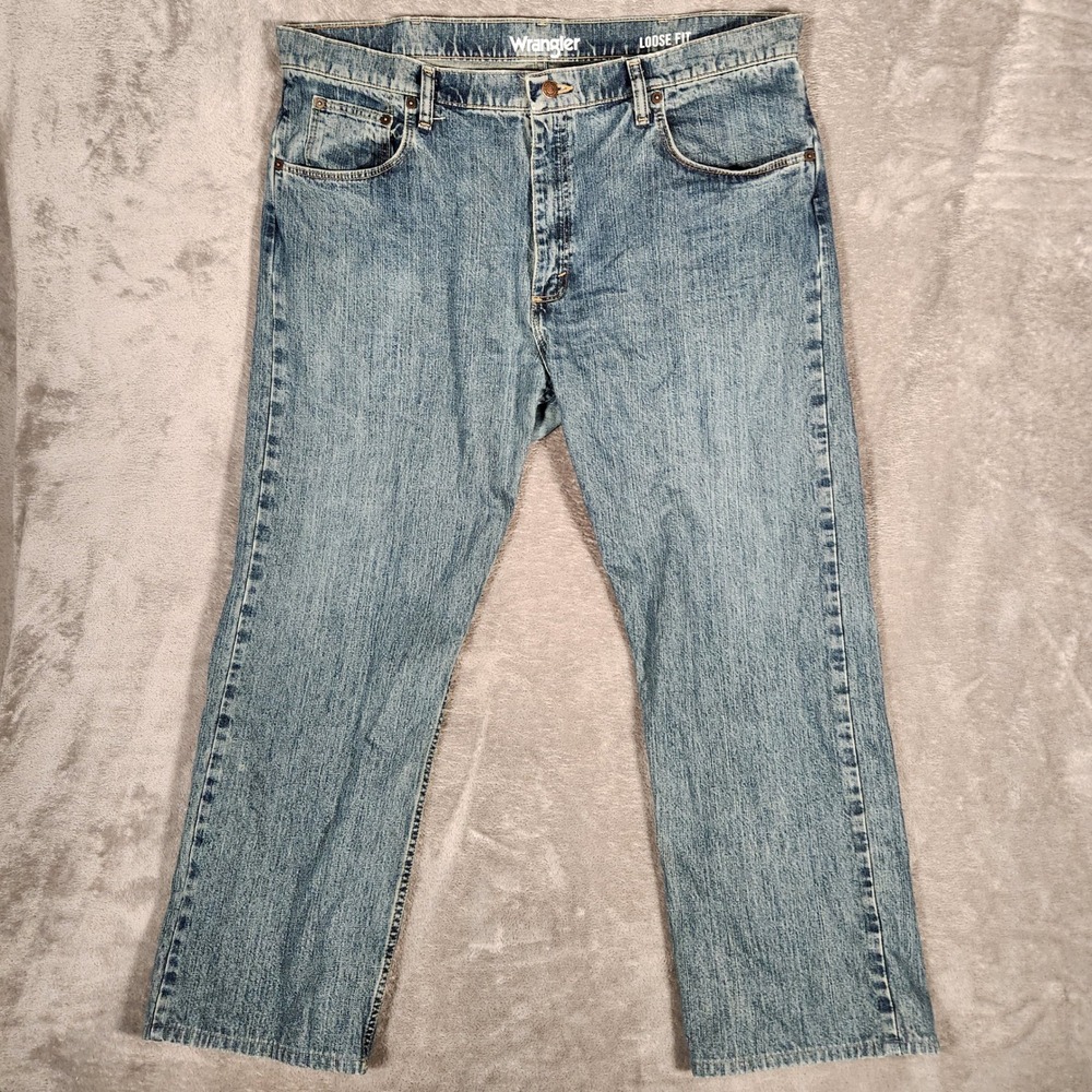 Wrangler Jeans Men's 38X29 Blue Excellent Loose Fit Straight Leg Denim MGW30GI